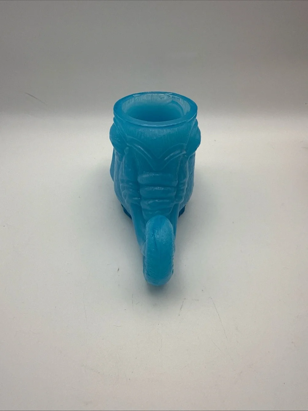 Pair 2 Boyds Glass Elephant Head Toothpick Jewelry Holder Slag Blue & Clear Pink